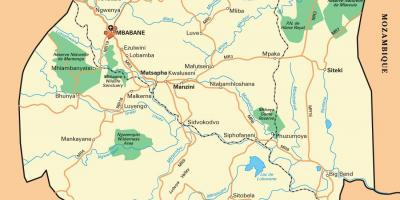 Ezulwini valley Swaziland kat jeyografik